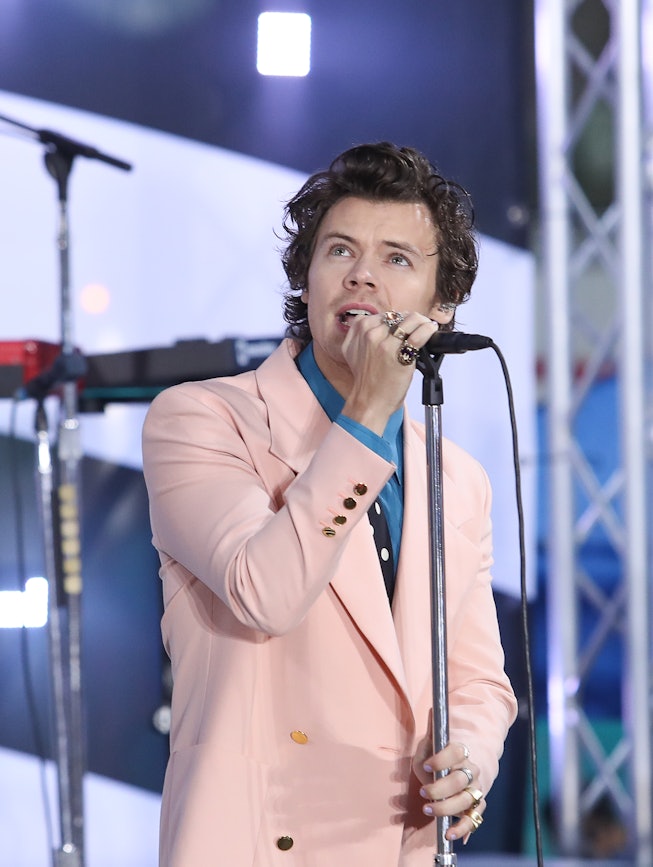 NEW YORK, NEW YORK - FEBRUARY 26: Harry Styles performs on NBC's "Today" during  at Rockefeller Plaz...