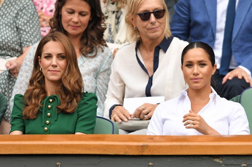 LONDON, ENGLAND - JULY 13: Catherine, Duchess of Cambridge and Meghan, Duchess of Sussex in the Roya...