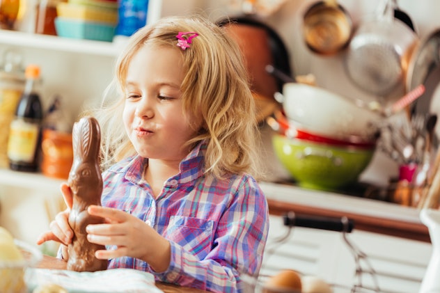 Patience is of the utmost importance when you have a giant chocolate bunny to eat.