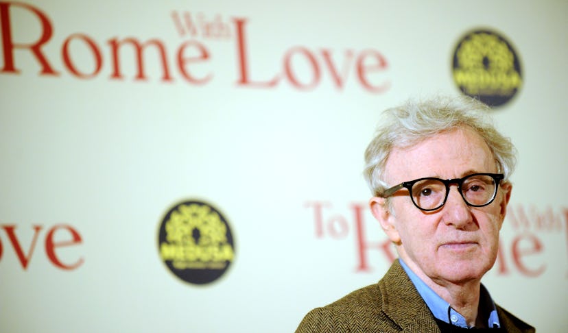 US film director Woody Allen arrives at the premiere of his last film "To Rome With Love" on April 1...