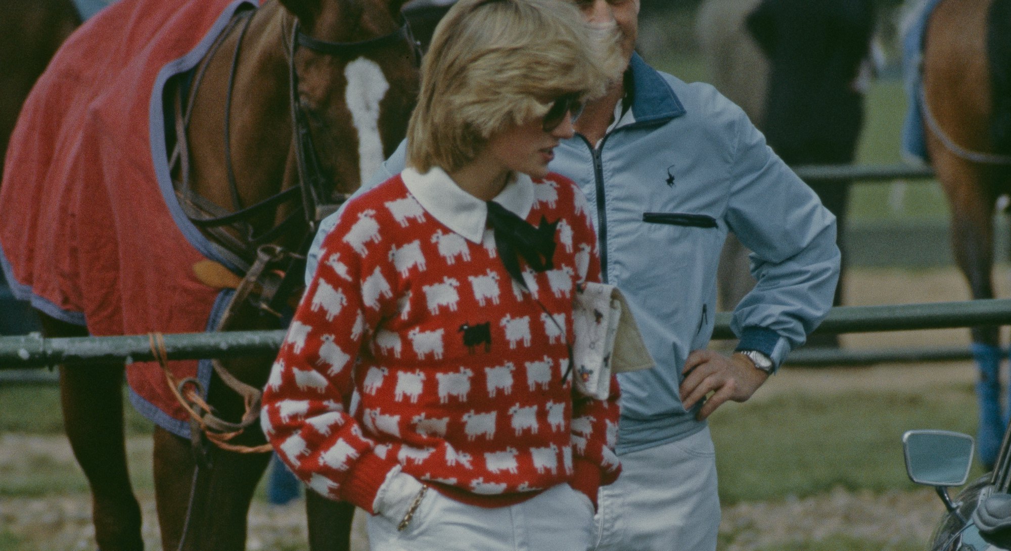 Diana, Princess of Wales  (1961 - 1997) with Major Ronald Ferguson (1931 - 2003) at a polo match at ...