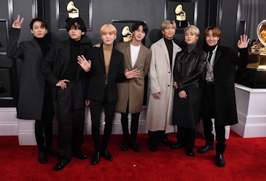LOS ANGELES, CALIFORNIA - JANUARY 26: BTS arrives at the 62nd Annual GRAMMY Awards at Staples Center...