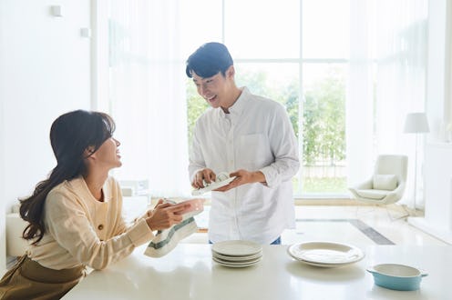kitchen, chores, friends, couple