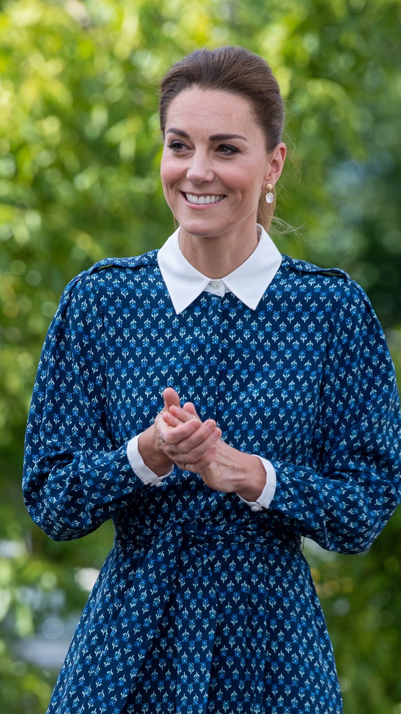 NORFOLK, UNITED KINGDOM - JULY 05: Catherine, Duchess of Cambridge applies hand sanitizer during a v...