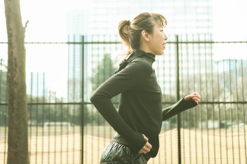 Fitness asian woman wearing sports clothes. Enjoy and running as weekend activity and Feeling summe...