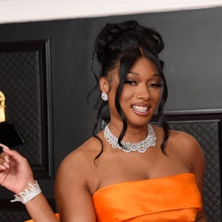 Megan Thee Stallion's Grammy's 2021 gown has a leg slit *up to there."