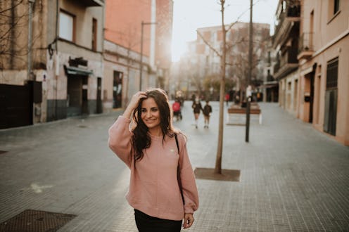 woman exploring the town