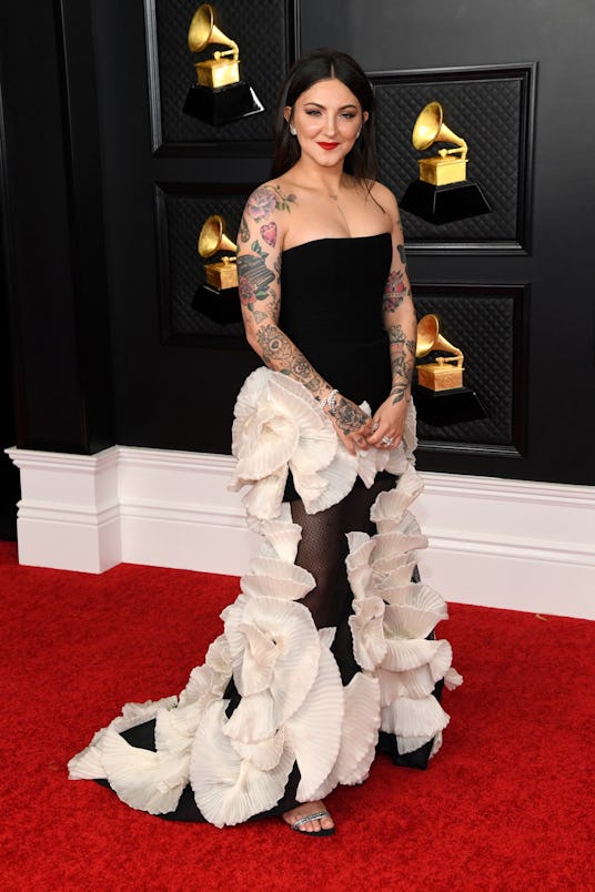 Julia Michaels wore a Georges Chakra couture gown to the 2021 Grammys.