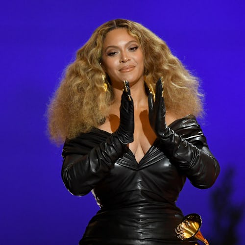 LOS ANGELES, CALIFORNIA - MARCH 14: Beyoncé accepts the Best Rap Song award for 'Savage' onstage dur...