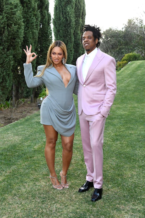 LOS ANGELES, CALIFORNIA - JANUARY 25: (L-R) Beyoncé and Jay-Z attend 2020 Roc Nation THE BRUNCH on J...