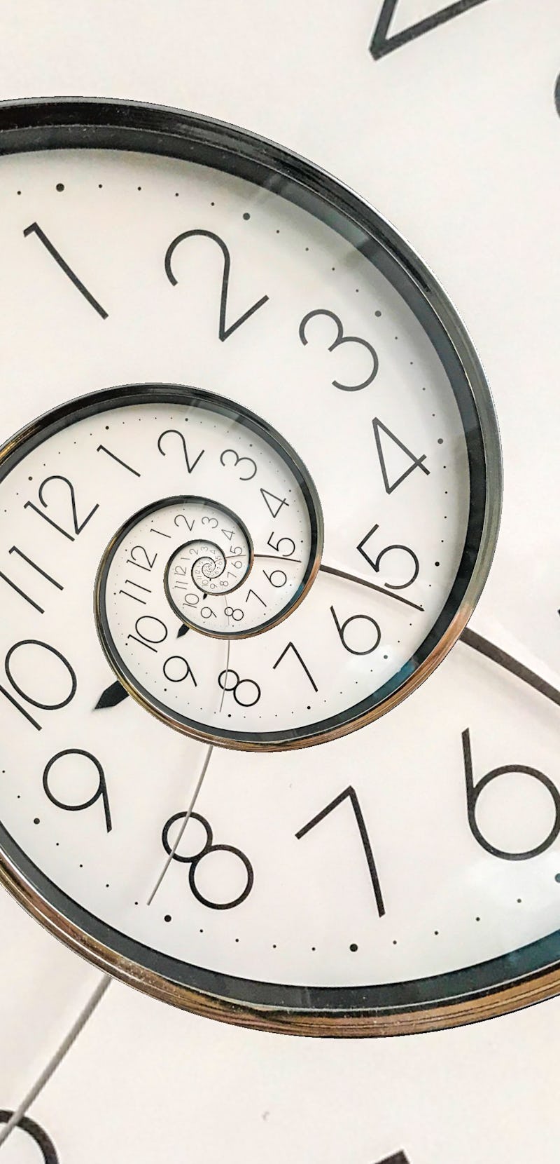 illustration of clock spiraling infinitely inward