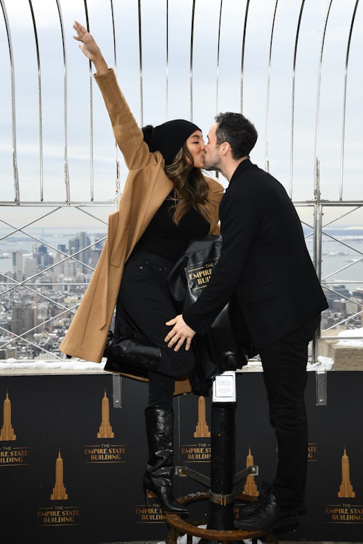 NEW YORK, NEW YORK - FEBRUARY 12: Tayshia Adams and Zac Clark celebrate their love at The Empire Sta...
