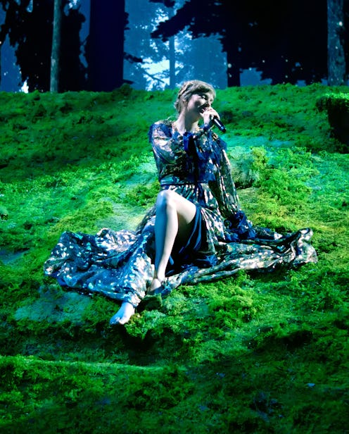 Taylor Swift's long-sleeved Grammy's performance gown was a "Bridgerton"-inspired marvel.