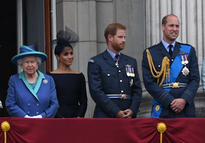 LONDON, UNITED KINGDOM - JULY 1O: Queen Elizabeth ll, Meghan, Duchess of Sussex, Prince Harry, Duke ...