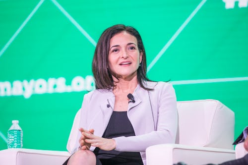 BOSTON, MA - JUNE 08:  Facebook COO Sheryl Sandberg speaks at the U.S. Conference of Mayors about ho...