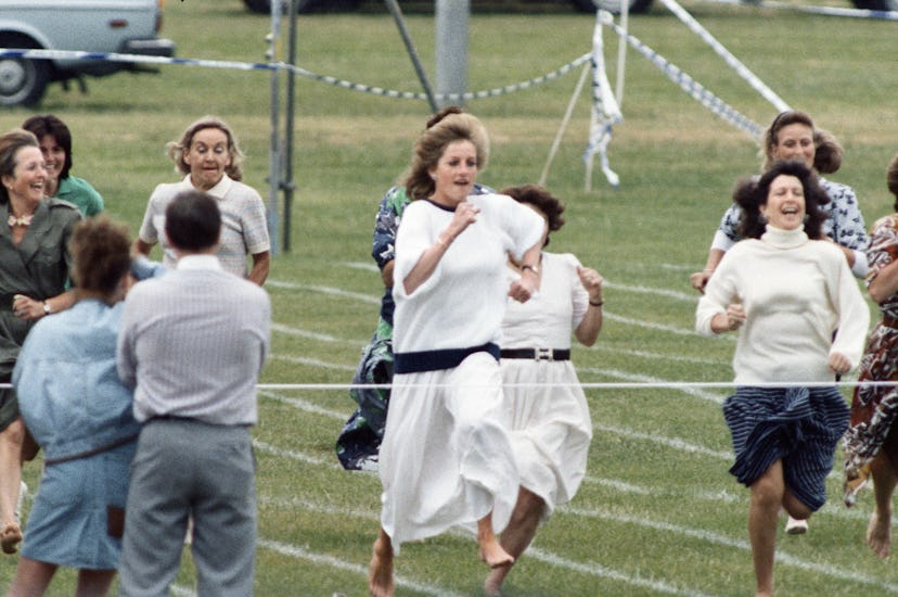 Princess Diana runs for Prince William’s sports day event.