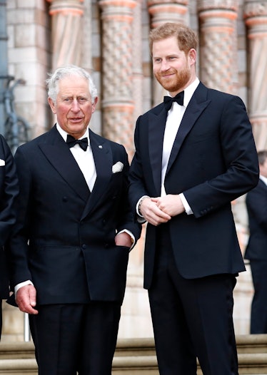 LONDON, ENGLAND - APRIL 04: Prince Charles, Prince of Wales and Prince Harry, Duke of Sussex attend ...