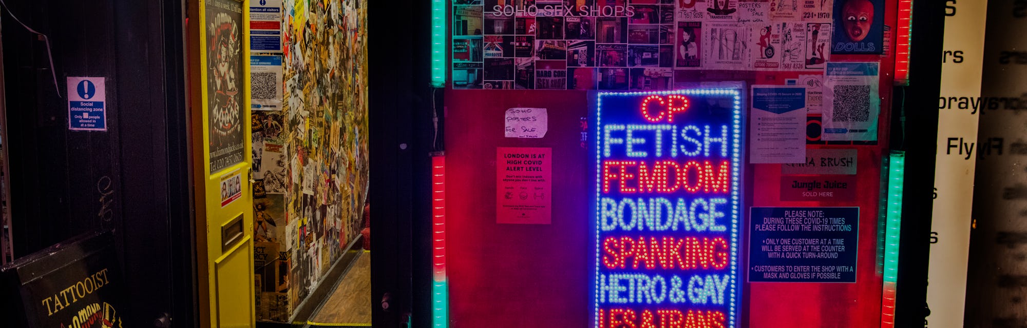 Tattoo parlour and sex bookshop In the heart of Soho on the last day before the second national cor...