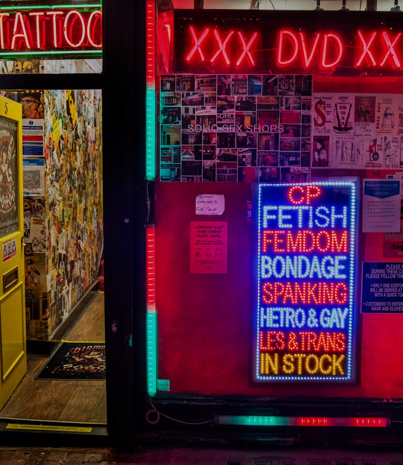 Tattoo parlour and sex bookshop In the heart of Soho on the last day before  the second national cor...