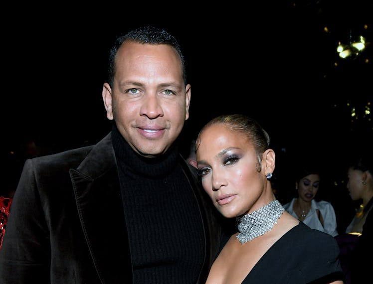 HOLLYWOOD, CALIFORNIA - FEBRUARY 07: (L-R) Alex Rodriguez and Jennifer Lopez attend the Tom Ford AW2...