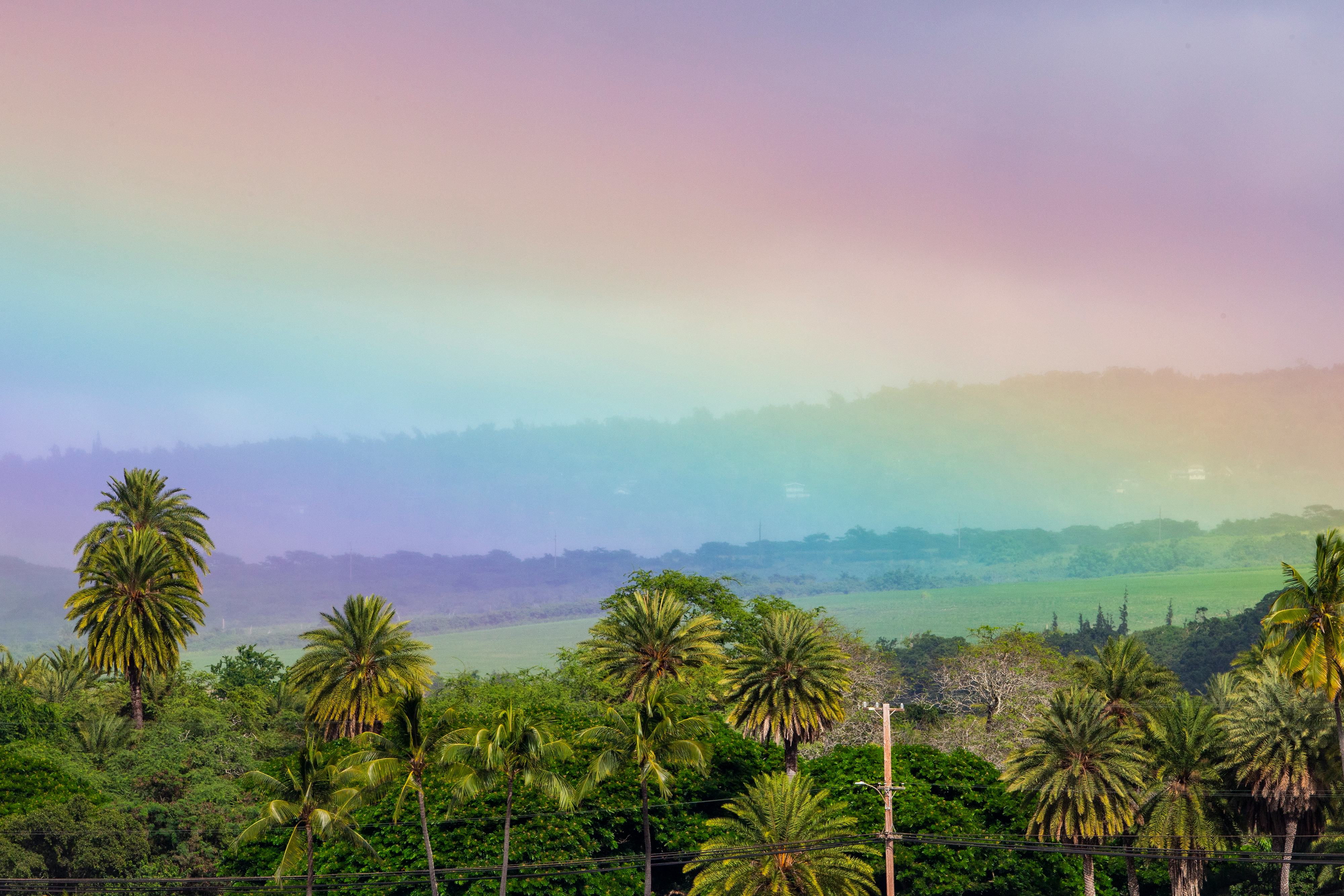 A rainbow appears in the afternoon on Day 4 of the Hawaiian Pro at Haleiwa, Oahu, Hawaii, USA (Photo...