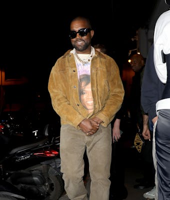 PARIS, FRANCE - MARCH 02: Kanye West is seen leaving a restaurant after his show on March 02, 2020 i...