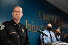 ATLANTA, GA - MARCH 17: Captain Jay Baker, of the Cherokee County Sheriff's Office, speaks at a pres...