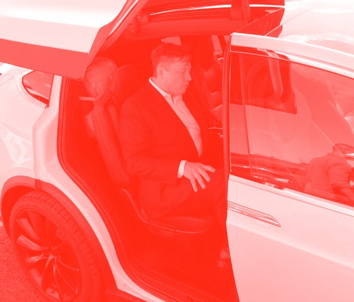 03 September 2020, Brandenburg, Grünheide: Elon Musk, Tesla boss, is sitting in a Tesla at the Tesla...