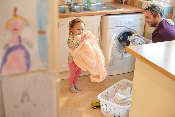 helping dad with the washing