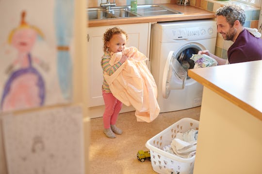 helping dad with the washing