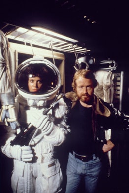 American actress Sigourney Weaver with director Ridley Scott on the set of his movie Alien. (Photo b...