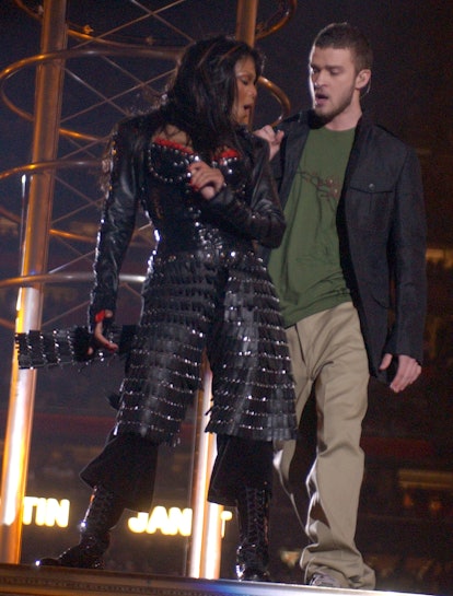 Justin Timberlake and Janet Jackson at the 2004 Super Bowl halftime show