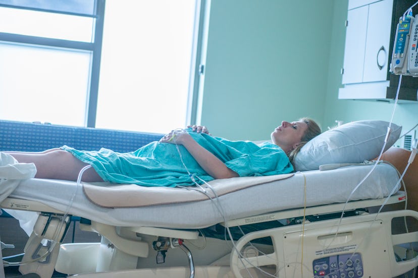 woman in labor in hospital