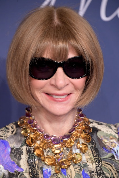 Anna Wintour with black sunglasses and her signature hairstyle
