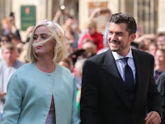 YORK, ENGLAND - AUGUST 31: Katy Perry and Orlando Bloom seen at the wedding of Ellie Goulding and Ca...