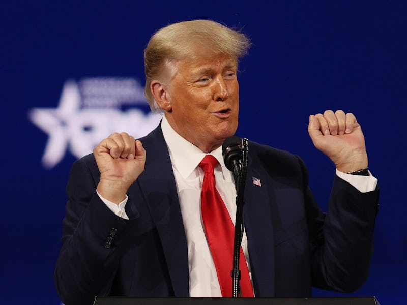 ORLANDO, FLORIDA - FEBRUARY 28: Former U.S. President Donald Trump addresses the Conservative Polit...