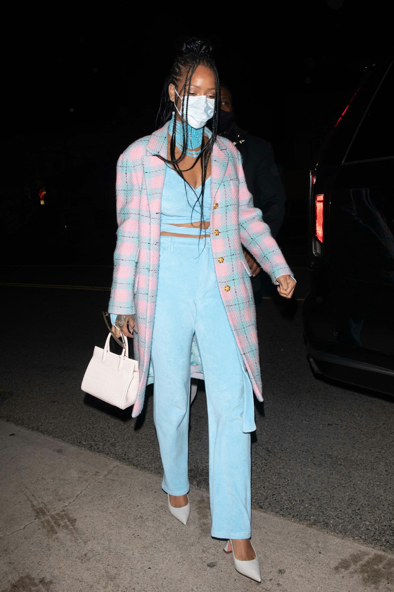 LOS ANGELES, CA - MARCH 19:  Rihanna arrives at Giorgio Baldi on March 19, 2021 in Los Angeles, Cali...