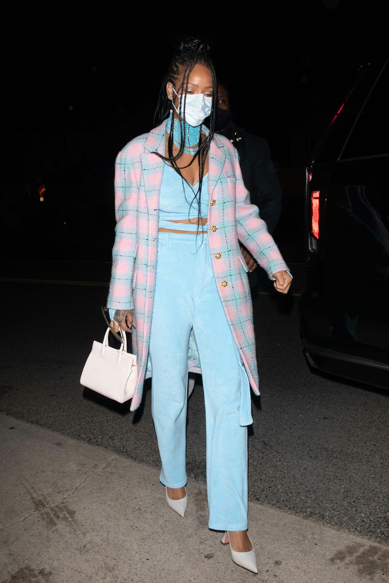 LOS ANGELES, CA - MARCH 19:  Rihanna arrives at Giorgio Baldi on March 19, 2021 in Los Angeles, Cali...