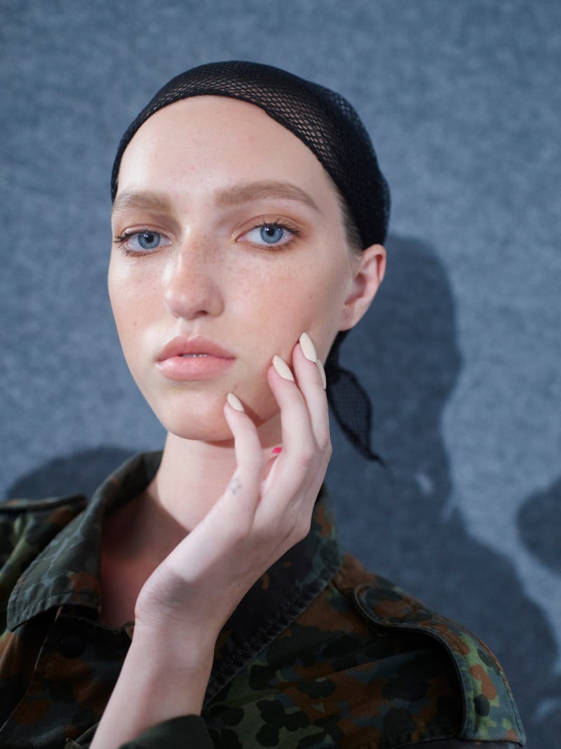 MILAN, ITALY - SEPTEMBER 26: Model is seen backstage ahead of the DSquared2 show during Milan Fashion Week Spring/Summer 2016 on September 26, 2015 in Milan, Italy. (Photo by Antonello Trio/Getty Images)