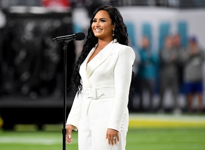 MIAMI GARDENS, FLORIDA - FEBRUARY 02: Demi Lovato performs the National Anthem onstage during Super ...