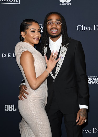 BEVERLY HILLS, CALIFORNIA - JANUARY 25: (L-R) Saweetie and Quavo attend the Pre-GRAMMY Gala and GRAM...