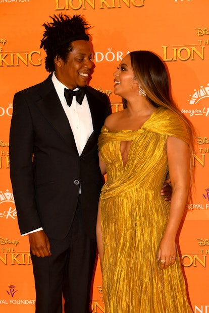 LONDON, ENGLAND - JULY 14: Jay Z and Beyonce Knowles-Carter attend "The Lion King" European Premiere...