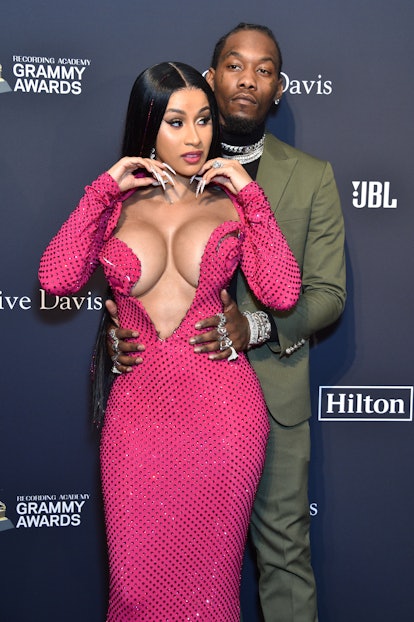BEVERLY HILLS, CALIFORNIA - JANUARY 25: (L-R) Cardi B and Offset attend the Pre-GRAMMY Gala and GRAM...