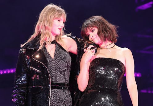 PASADENA, CA - MAY 19: Taylor Swift and Selena Gomez perform onstage during the Taylor Swift reputa...