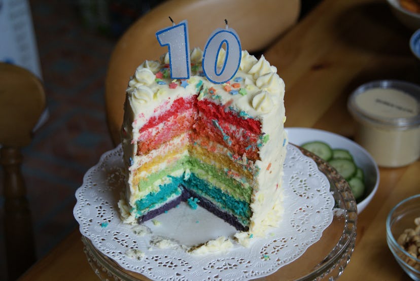 Rainbow birthday cake 10 years.
