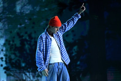 LOS ANGELES, CALIFORNIA - NOVEMBER 22: In this image released on November 22, Justin Bieber performs...