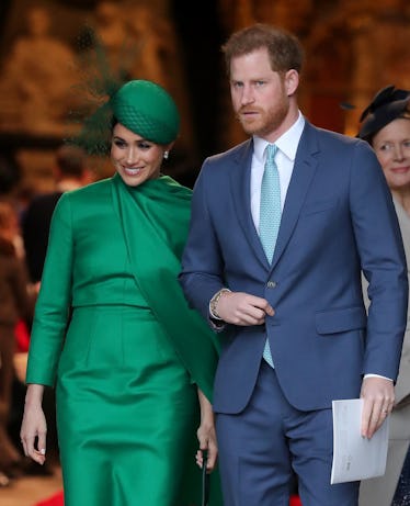 LONDON, ENGLAND - MARCH 09: Prince Harry, Duke of Sussex and Meghan, Duchess of Sussex meets childre...