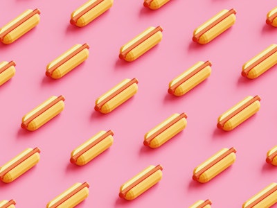 Seamless pattern of hot dogs filling the frame