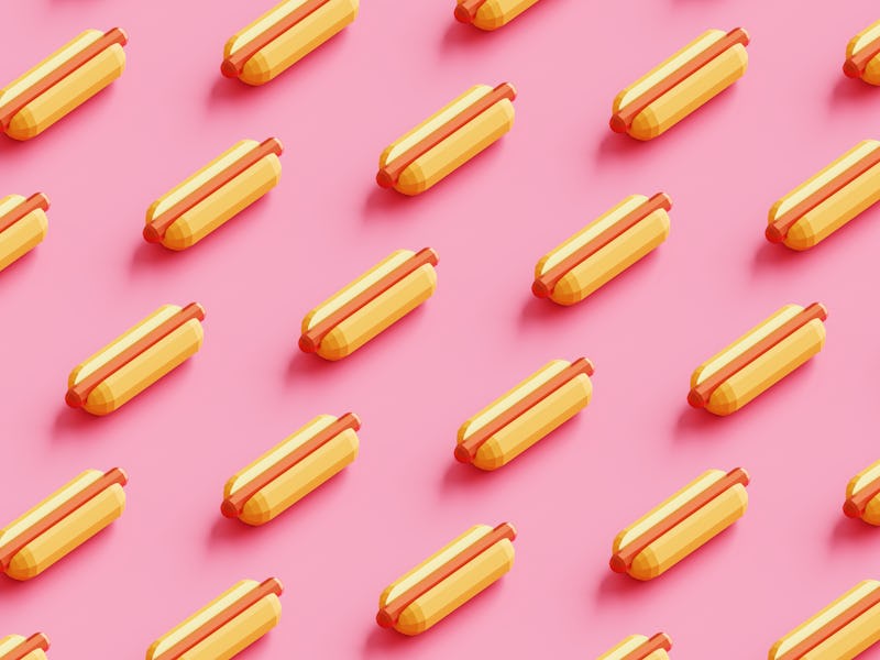 Seamless pattern of hot dogs filling the frame