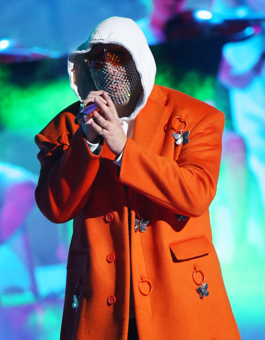 LAS VEGAS, NEVADA - NOVEMBER 14: Bad Bunny performs onstage during the 20th Annual Latin GRAMMY Awar...